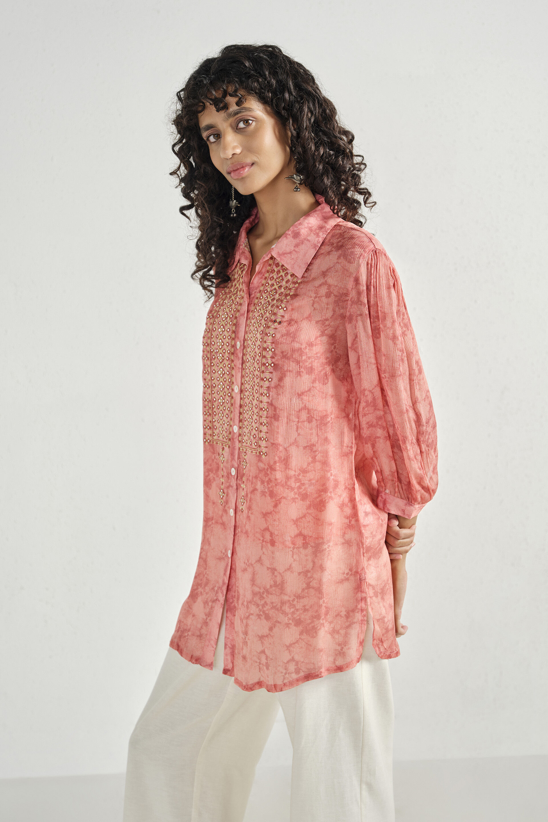 Tanvika Pink Shirt Tunic, Pink, image 4